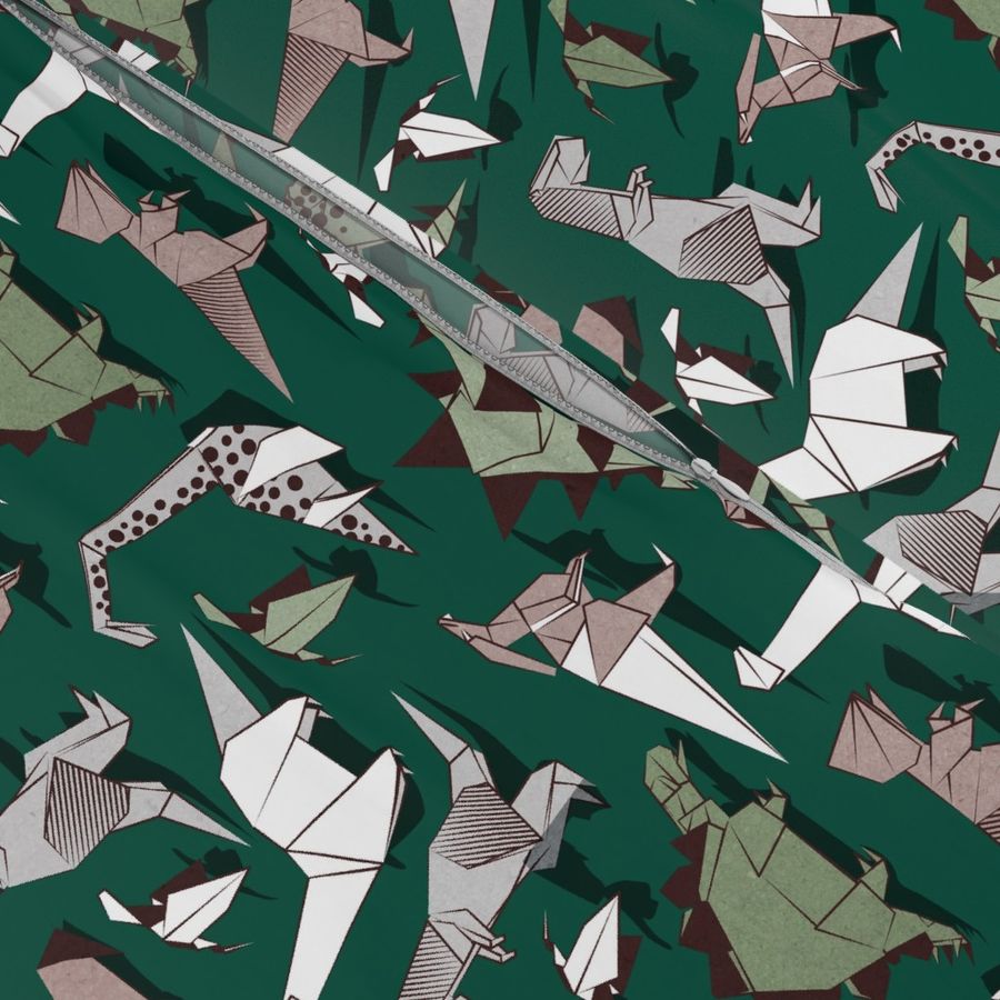 Small scale // Origami dino friends // green background paper green dinosaurs 