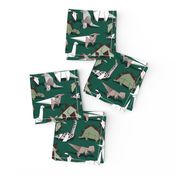 Small scale // Origami dino friends // green background paper green dinosaurs 