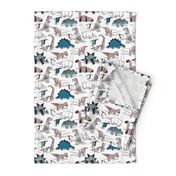 Small scale // Origami dino friends // white background paper blue dinosaurs