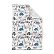 Small scale // Origami dino friends // white background paper blue dinosaurs