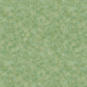 Rose Outlines on Mottled Green