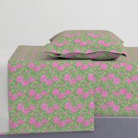 Pink Roses on Mottled Green