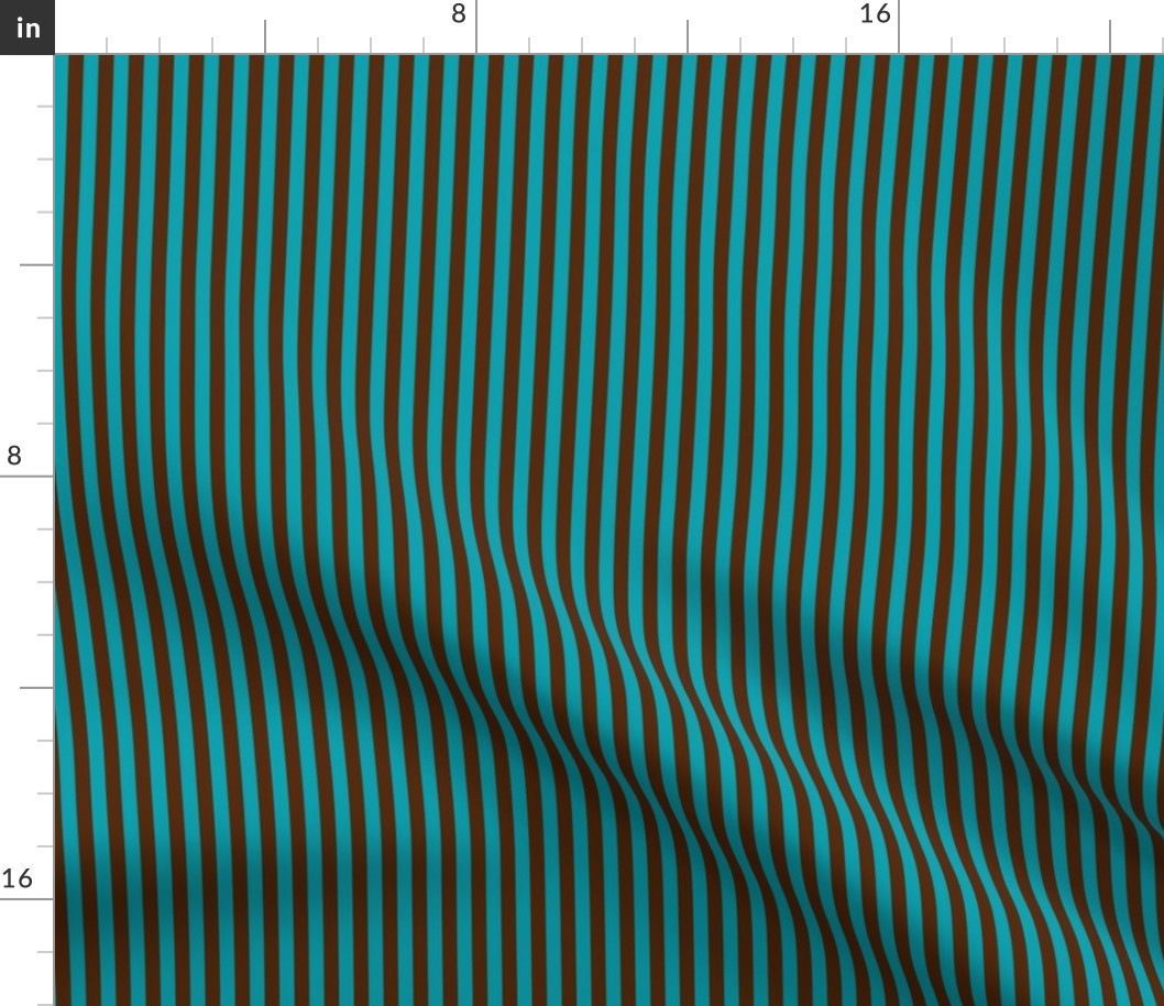 Stripes Vertical Chocolate Brown and Teal