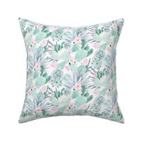 pastel cactus floral - white medium