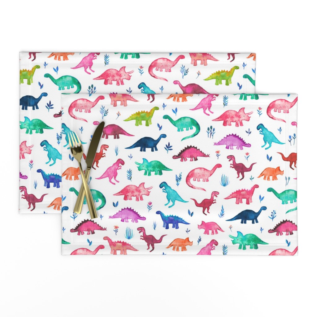 Little Multicolored Dinos on White