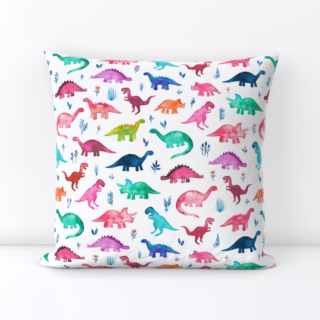 Little Multicolored Dinos on White