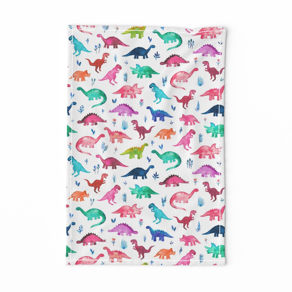 Little Multicolored Dinos on White