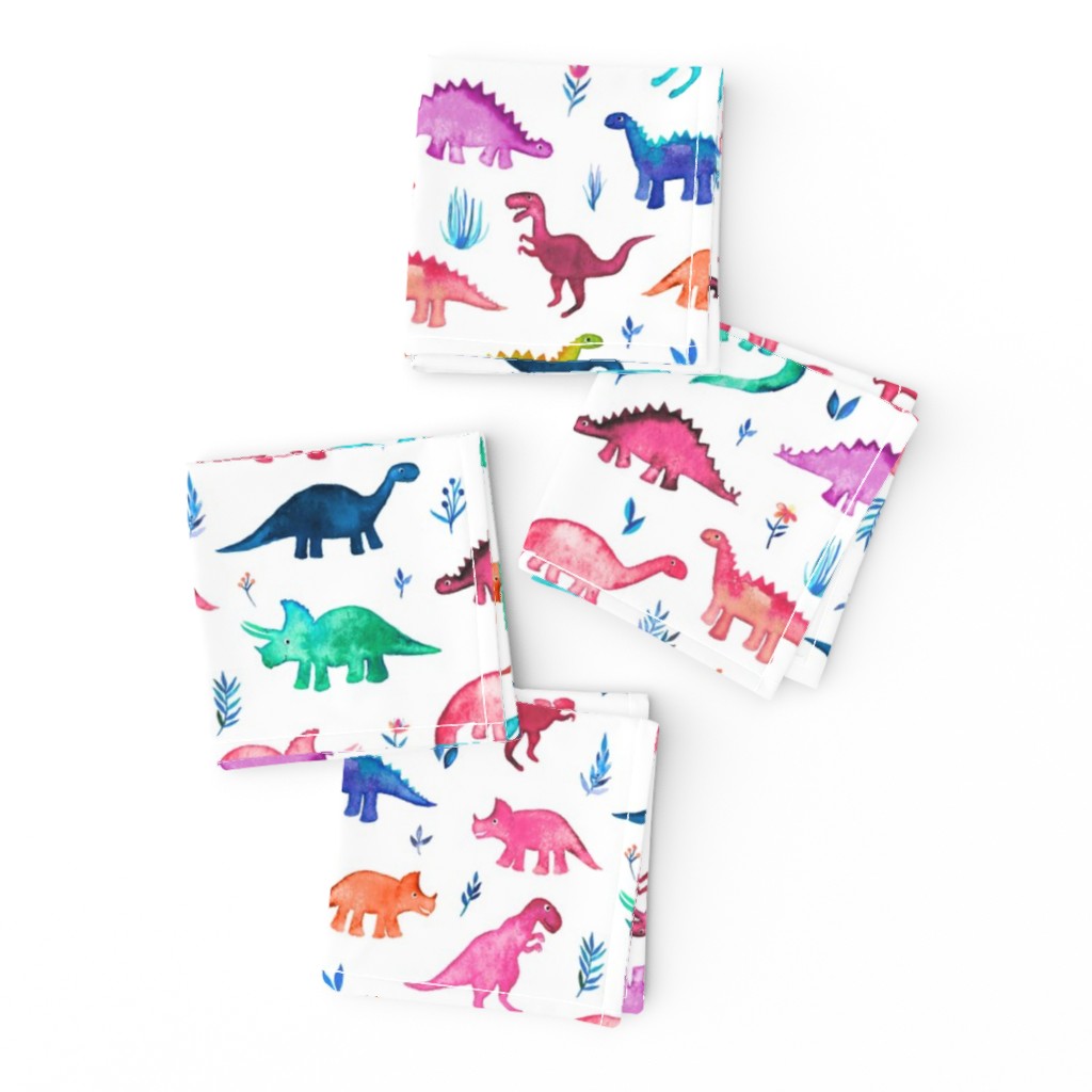 Little Multicolored Dinos on White