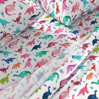 Little Multicolored Dinos on White