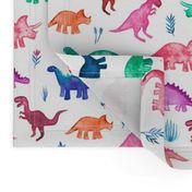 Little Multicolored Dinos on White