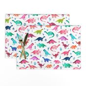 Little Multicolored Dinos on White