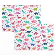 Little Multicolored Dinos on White