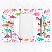 Little Multicolored Dinos on White