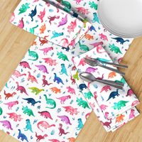 Little Multicolored Dinos on White