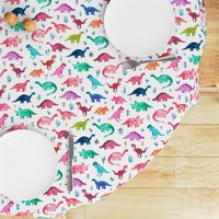 Little Multicolored Dinos on White