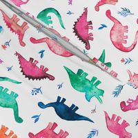 Little Multicolored Dinos on White