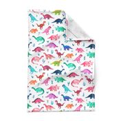 Little Multicolored Dinos on White