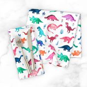 Little Multicolored Dinos on White