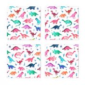 Little Multicolored Dinos on White