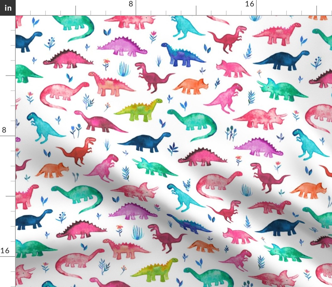 Little Multicolored Dinos on White