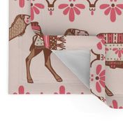 Marrakesh camels in a line pink and brown