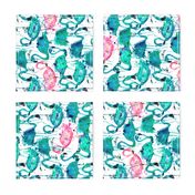 flamingo repeat teal! smaller scale rotated