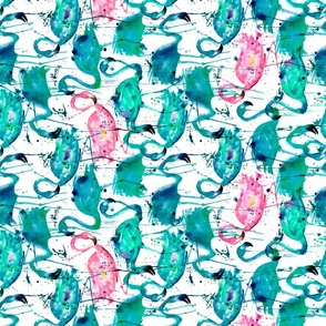 flamingo repeat teal! smaller scale rotated