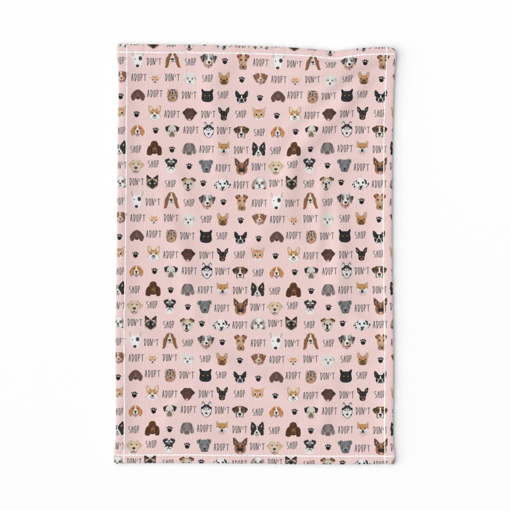 adopt don't shop dogs and cats  fabric pink