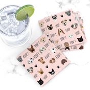 adopt don't shop dogs and cats  fabric pink