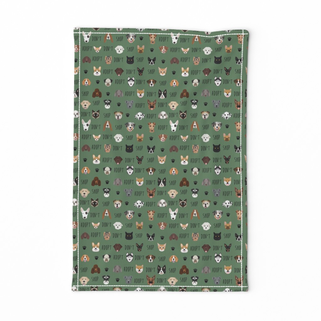 adopt don't shop dog fabric green