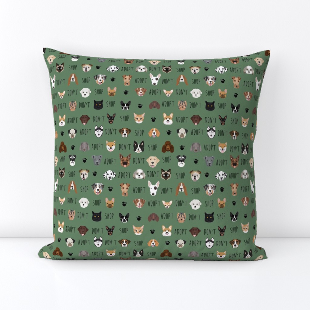 adopt don't shop dog fabric green