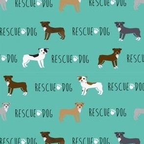 pitbull rescue dog fabric teal