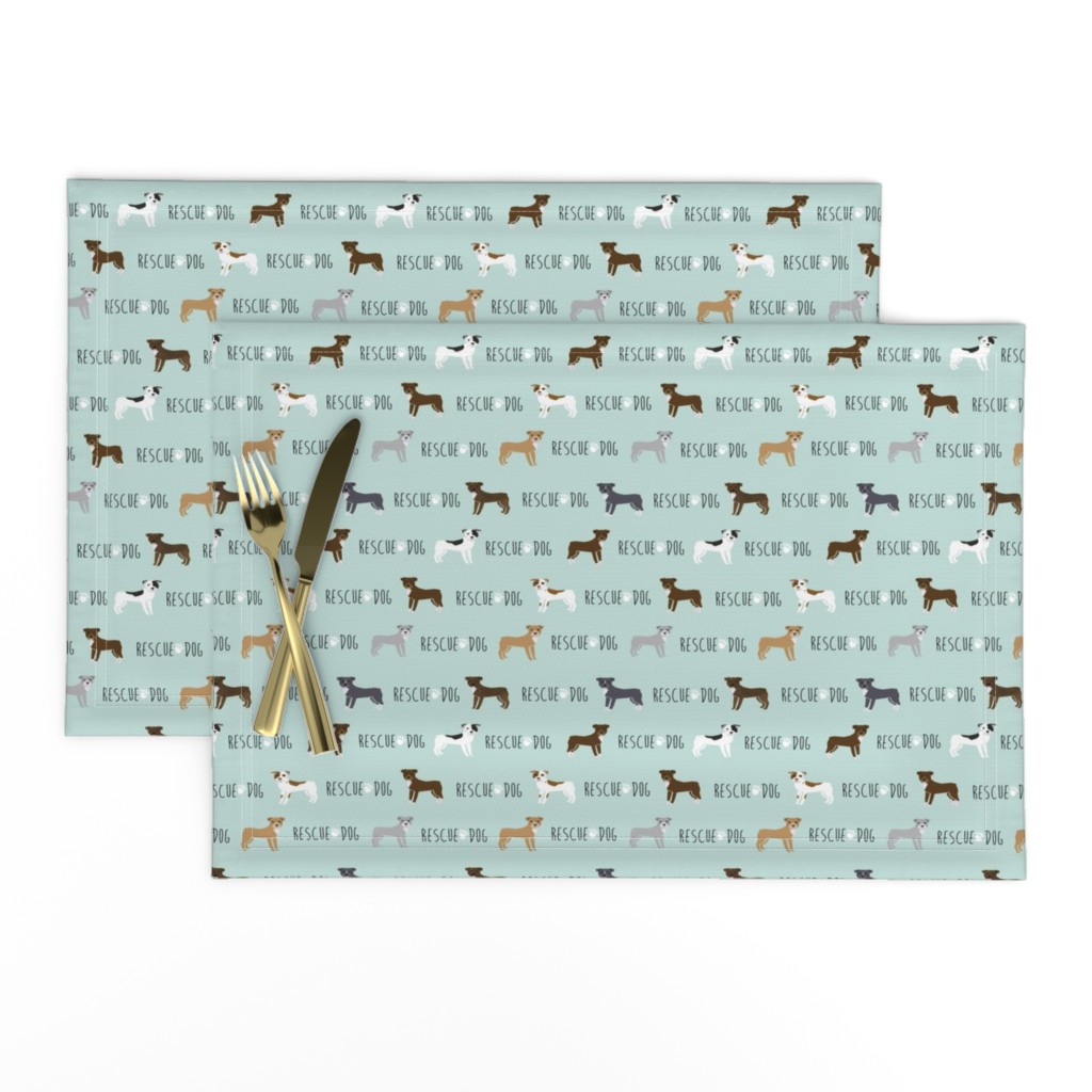 pitbull rescue dog fabric light blue