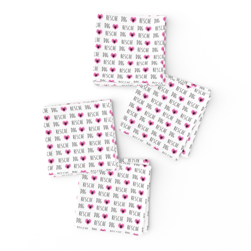 rescue dog hearts fabric white