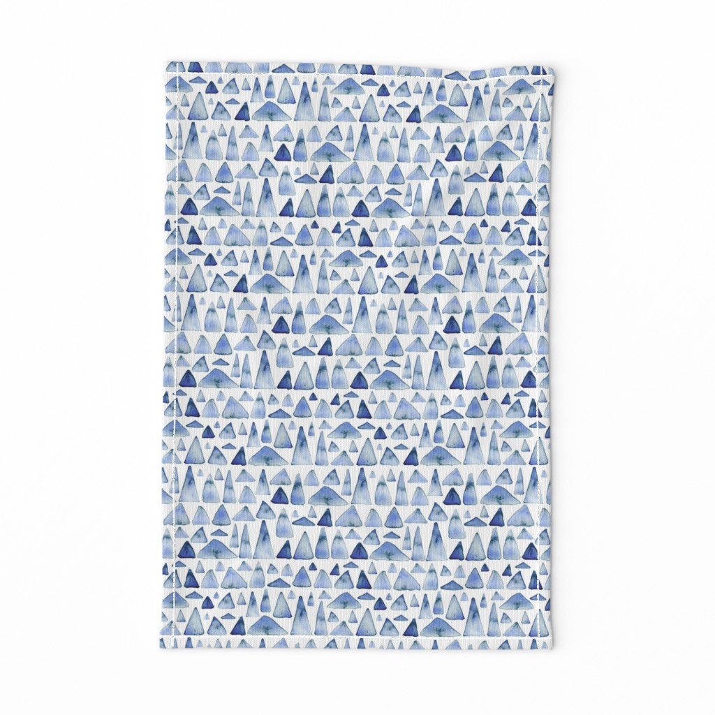 Misty Mountains - blue mountain shapes fabric and wallpaper print