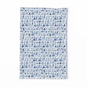 Misty Mountains - blue mountain shapes fabric and wallpaper print