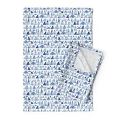 Misty Mountains - blue mountain shapes fabric and wallpaper print