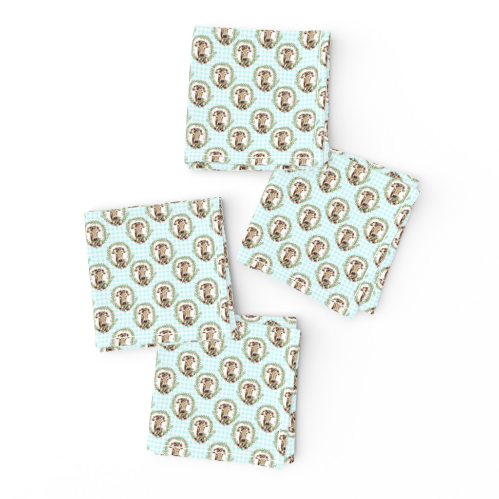 1.5" Floral Cow - Blue Gingham