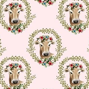 4" Floral Cow - Blush Pink