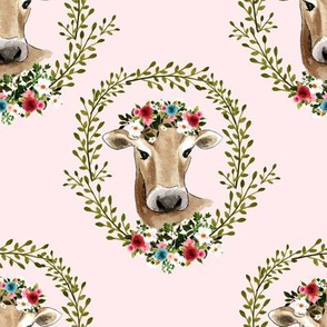 8" Floral Cow - Blush Pink