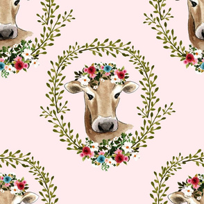 18" Floral Cow - Blush Pink