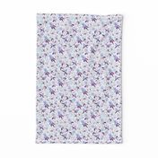 Blue and purple - blue floral watercolor fabric and wallpaper