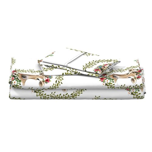 18" Floral Cow - White