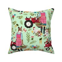 14" Floral Farm Life - Green