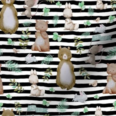 8" Hello Forest Animals - Black & White Stripes