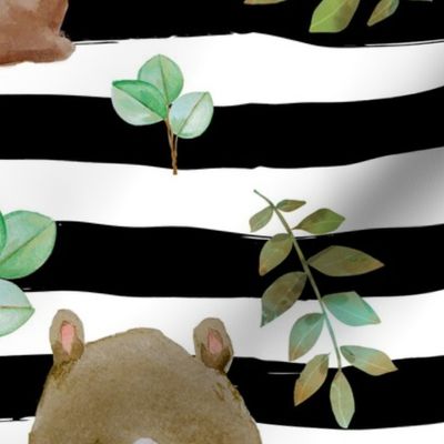 36" Hello Forest Animals - Black & White Stripes