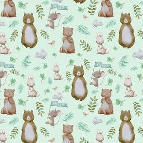4" Hello Forest Animals - Minty Green