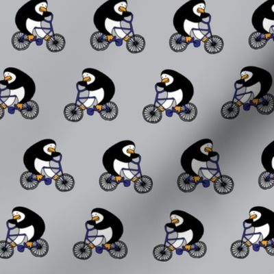 Penguins on bikes - dove grey