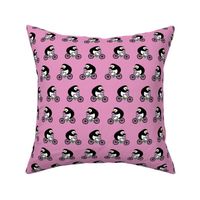 Penguins on bikes - Sugar Mouse Pink - medium small by Cecca Designs