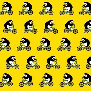 Penguins on bikes - Yellow